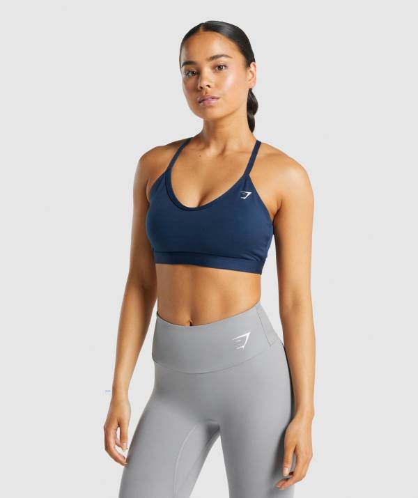 Damske Športové Podprsenky Gymshark V Neck Námornícka Modrá | NR9752143